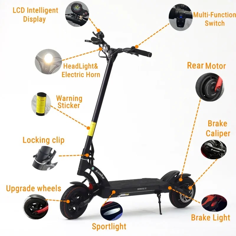 Original Kaabo Mantis 10 10inch Single Motor E-scooter 800W 48V 18.2Ah Electric Scooter Foldable Electrice Scooter