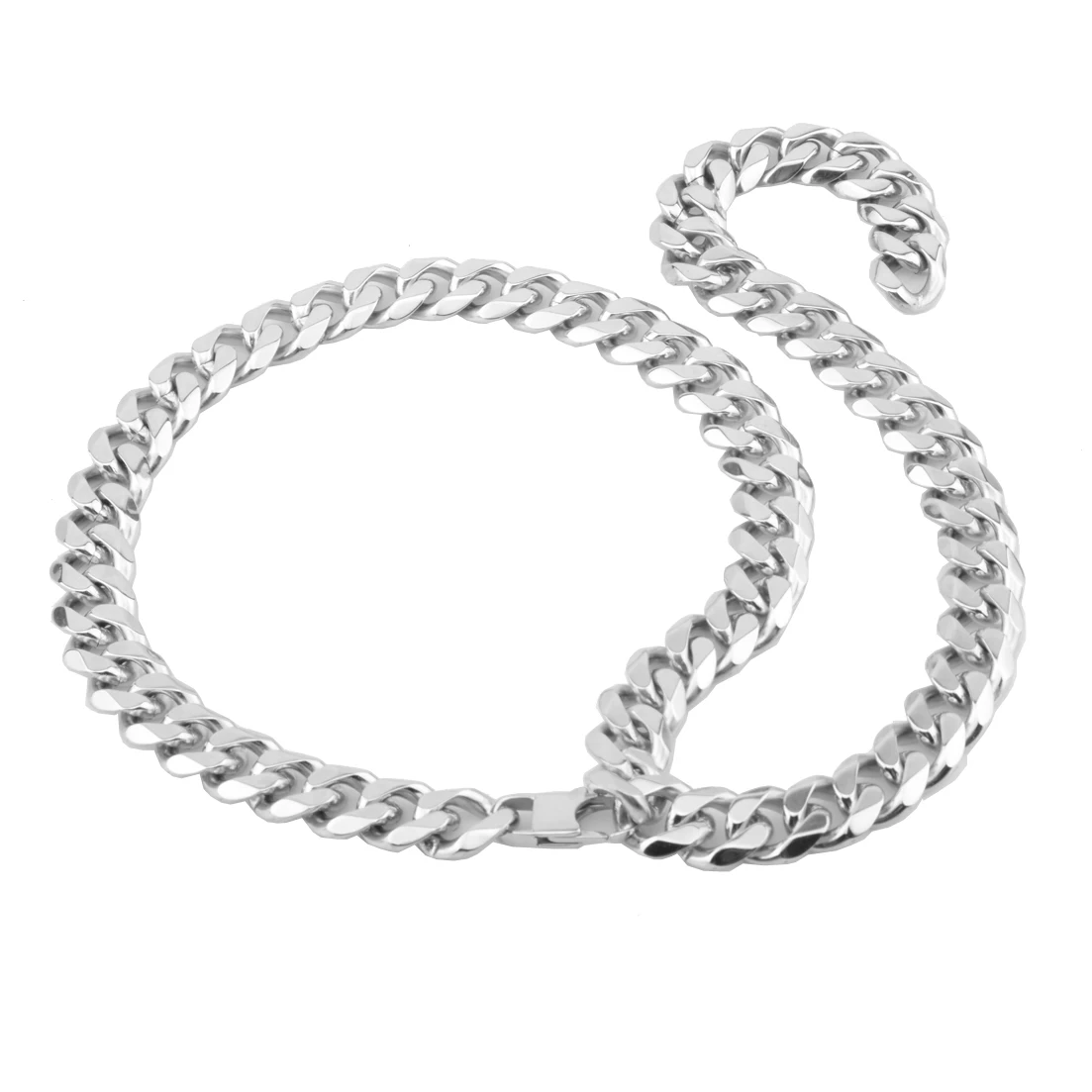 

Silver Color 316L Stainless Steel 15mm Wide Curb Cuban Link Chain Necklace for Men Women Hip Hop Jewelry Christmas Gift