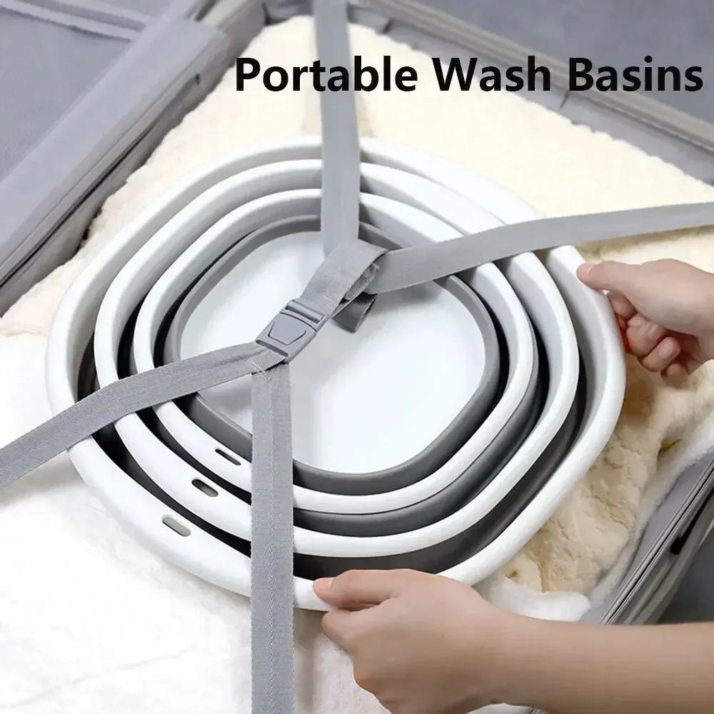 Folding Wash Basin Plastic Folding Basins Portable Laundry Tub Adult Baby Bath Bathroom Kitchen Accessories