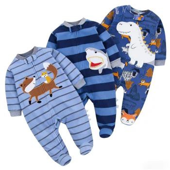 Tutina per Neonati Primavera Autunno in Pile con Cerniera, Pigiama Unisex, Tuta con Stampa Animale, Abbigliamento per Neonati 0-12 Mesi
