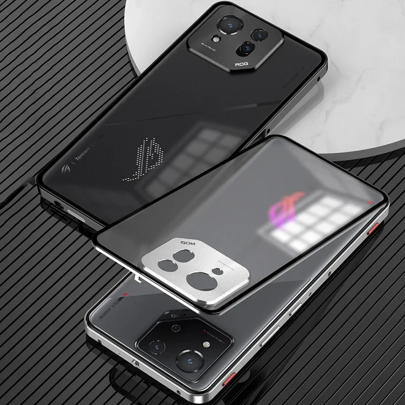 

For Asus ROG Phone 8 Pro Case Metal Bumper Aluminum Alloy Tempered Glass Magnetic Cover For ROG Phone 8 Frame