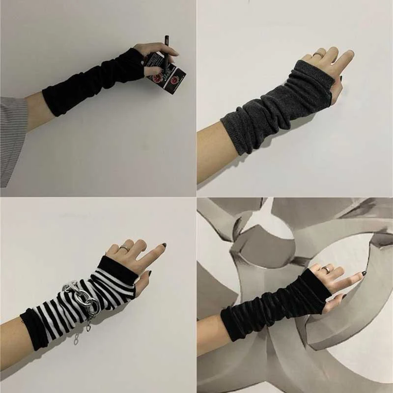 Gants Anime Cosplay dark Ninja Mitten manches longues hommes femmes, mode bloc de soleil garde au chaud manchette Lolita chauffe-bras sans doigts