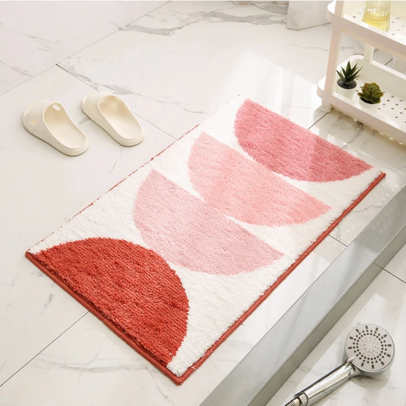 

Nordic INS Style Bathroom Mat Rainbow Striped Decor Absorbent Shower Toilet Entrance Anti-Skid Carpet Kitchen Bedroom Foot Pad