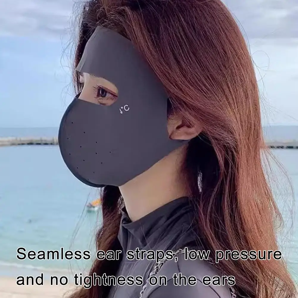 Summer Ice Silk Sunscreen Mask Full Face Sun Protection Forehead Facial Gini Thin Section Breathable Anti Ultraviolet face mask