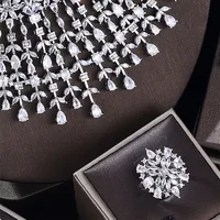 2023 New Cubic Zirconia Crystal 4-Piece Set Dubai Necklace Set Suitable for Bridal Wedding Jewelry Set 4