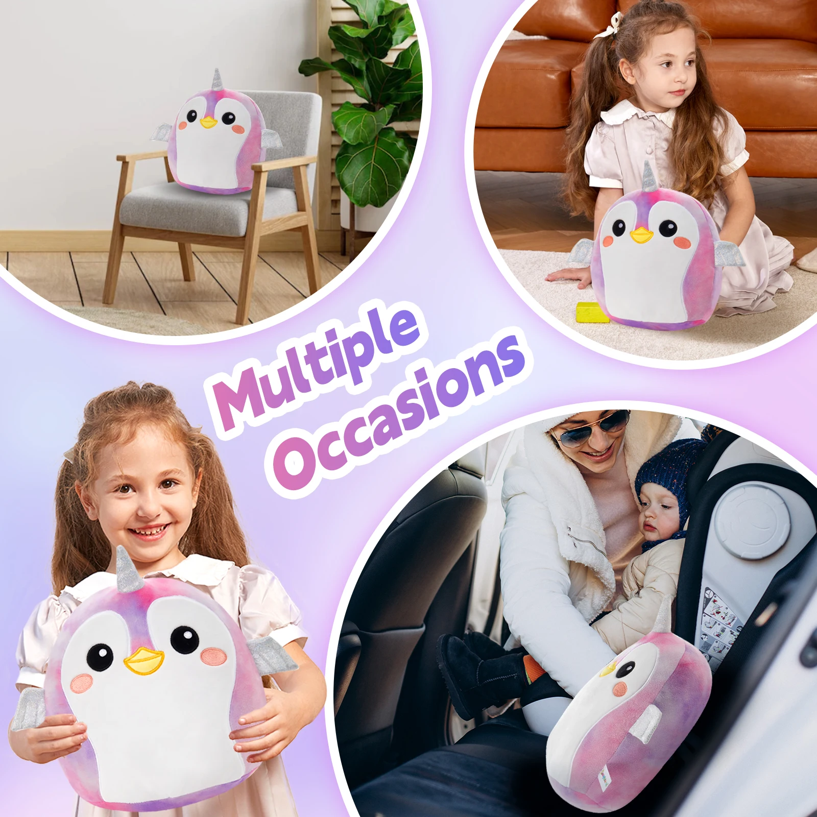 30cm Pink Penguin Doll Throw Pillows Soft Plush Animals Unicorn Penguin with Wings Toys For Girls Sleeping  Stuffed Toys 6