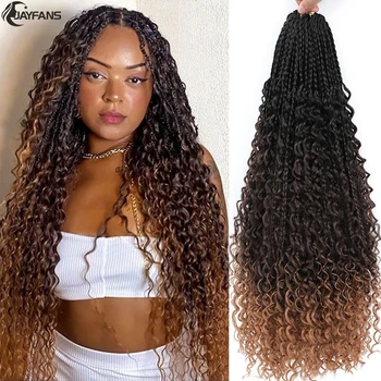 Boho Box Braids Crochet Synthetic Hair Goddess Crochet Box Braids With Curly Ends Bohomian Braids Crochet Hair For Black Women 1