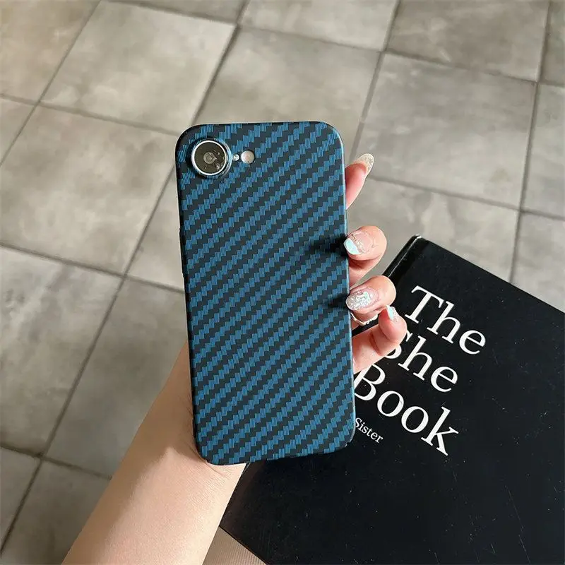 Stylish Carbon Fiber Textured Color-Blocked Drop-Proof Phone Case