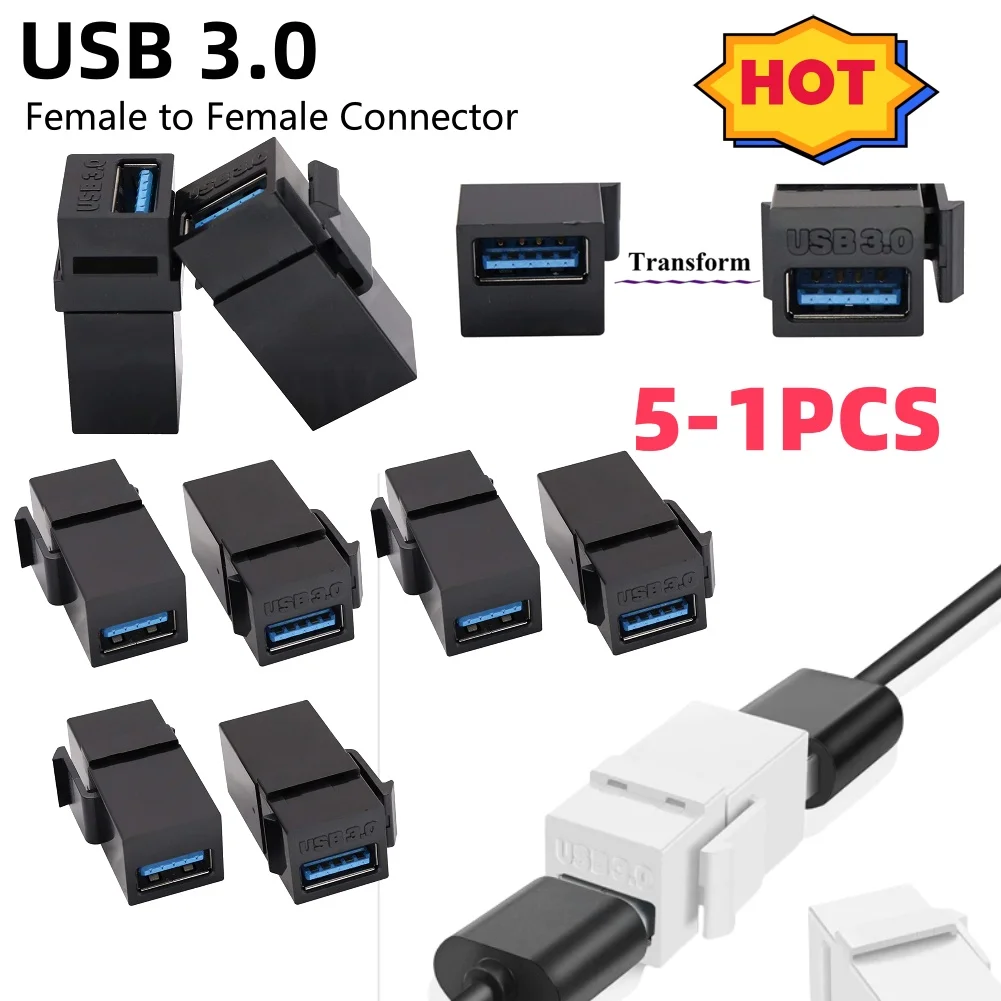 1-5PCS USB 3.0 Keystone Coupler Adapter Connect Equipment USB To USB Adapter Easy Installation Female to Female Connector