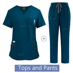 Women's Medical Suit: Surgical Gown & Lab Coat with Pockets - Soft Nursing & Veterinary Uniform Scrubs - XXL (42168-Caribbean Blue)
