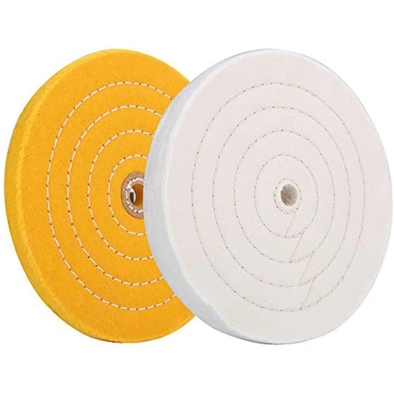 

2 Sets Of Polishing Cloth Wheels 8 Inches 20 Cm, Suitable For Bench Grinder-White + Yellow