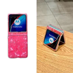 Translucent Shiny Shell Phone Case with Camera Protection for Motorola razr 2024 (Red)