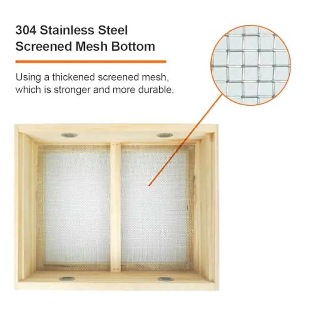 Beehive Winter Quilt Box 10 Frame Langstroth Bee Hive Supplies 19.8x16.2x6.4 Inch Wood Stainless Steel Beekeeping Warmth Protect