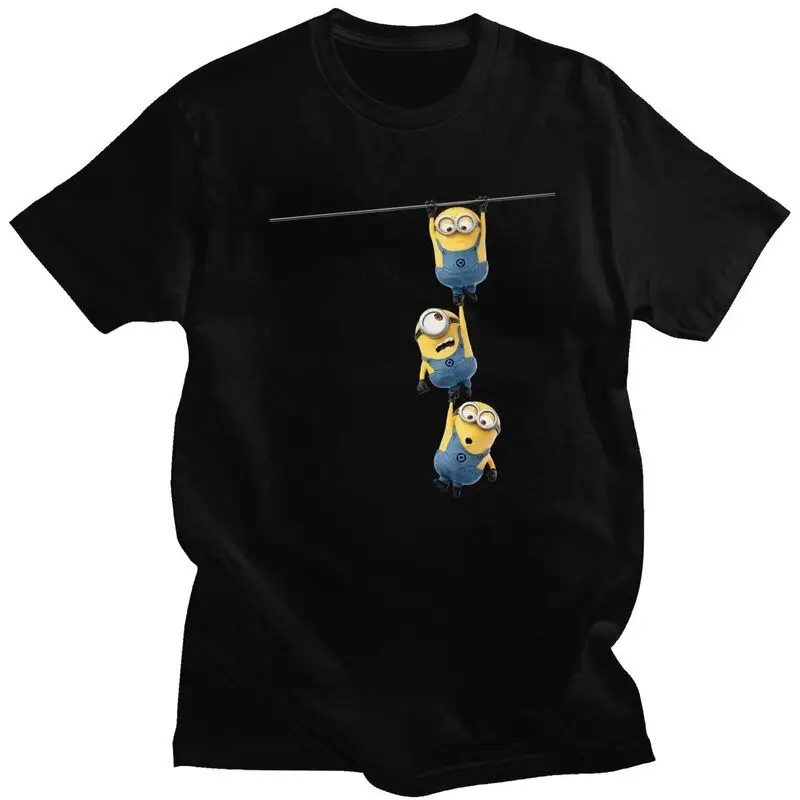 Cute Minions Cartoon T Shirt Per Uomo T-Shirt In Cotone Pre-Ristretto T-Shirt Alla Moda T-Shirt A Maniche Corte Abbigliamento Aderente Regalo