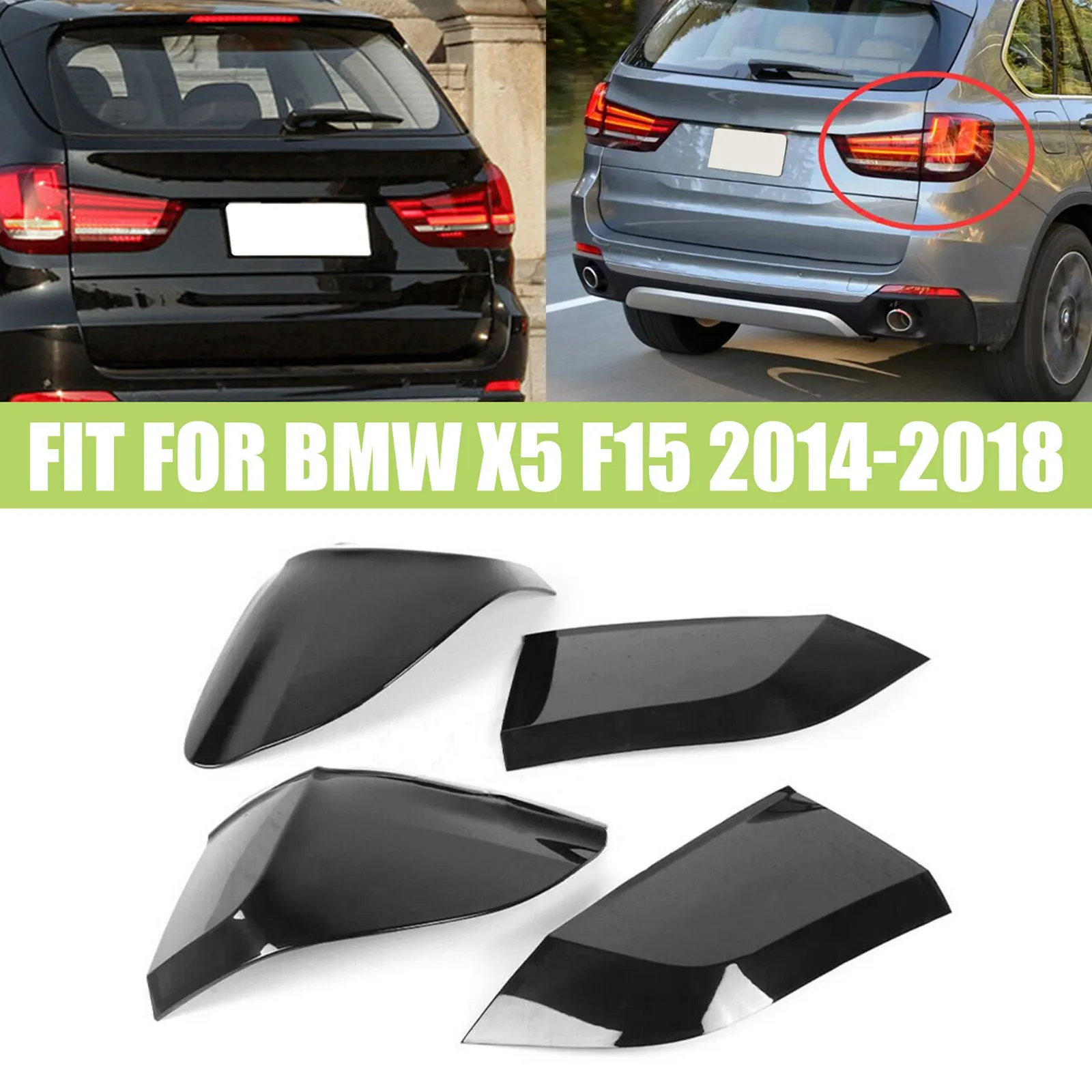 

Fit for BMW X5 F15 2014-2018 Smoke Black Rear Taillight Lamp Shade Cover 4PCS