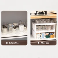 WORTHBUY Cabinet Water Cup Storage Rack Stackable Cup Holder Large Capacity Kitchen Storage Organizer Layered Organizer Shelf 2