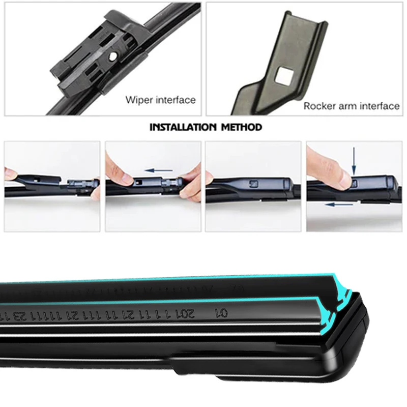 Escobillas limpiaparabrisas de coche universales de goma suave de doble capa sin marco y sin soporte, accesorios para limpiaparabrisas delantero