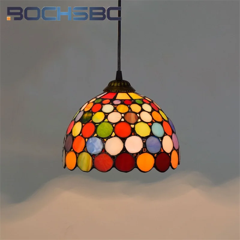 

BOCHSBC Tiffany stained glass 8-inch chandelier Art Deco bar Restaurant Bar Lounge Study Bedroom chandelier Vintage style