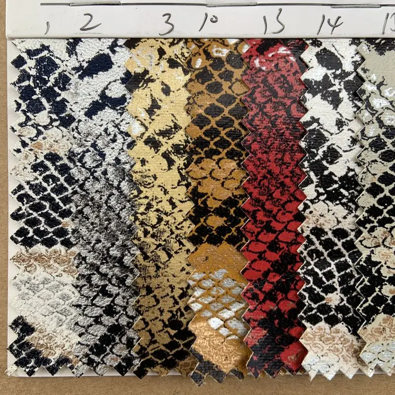 

Colored Imitation Snake Printed Synthetic PU Fabric Garment Leather Stoff Material