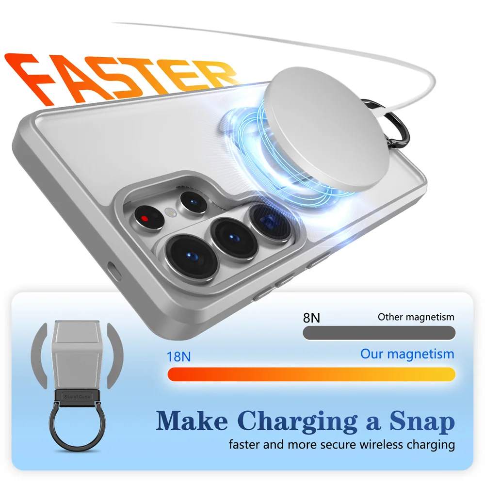 Magnet Folding Magnetic Stand Phone Case with Frosted Slim PC Translucent Cover