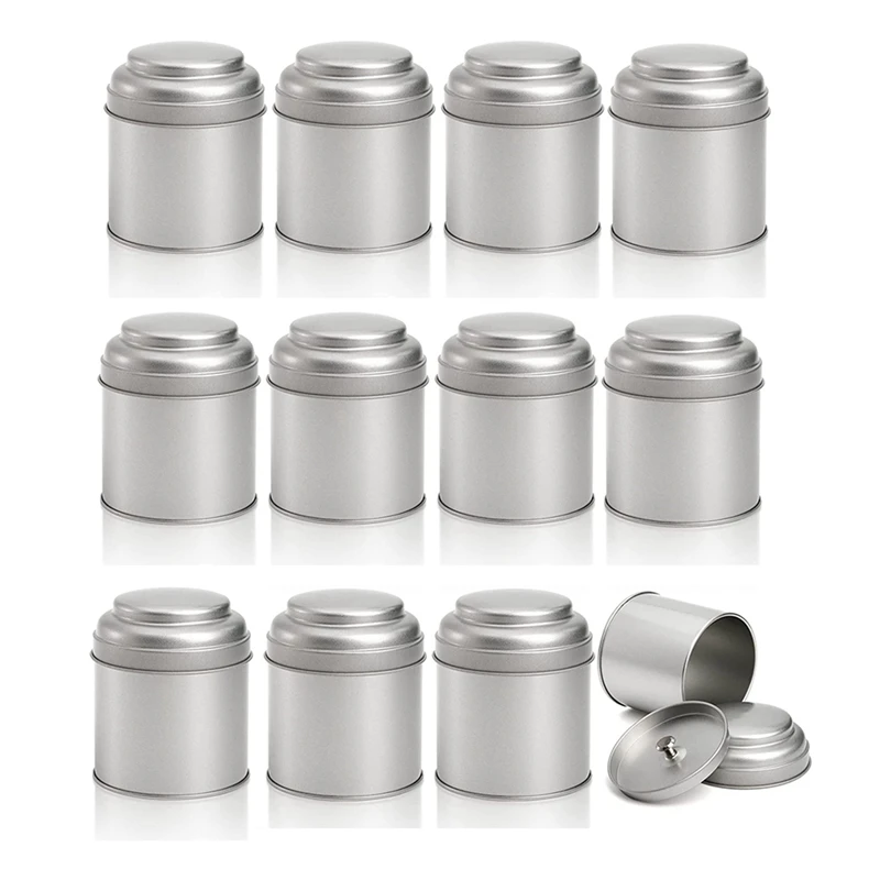 

24 Pcs Tea Tin Canister With Airtight Double Lid 8Oz Round Tin Can Box Small Kitchen Tea Canister Loose Leaf