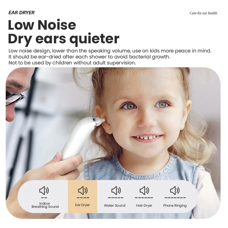 Ear Dryer Bathroom Accessories Ear Cleaning Swimming Bathing Water in Ears Smart Heating Ear Cleaner Silicone Earplugs Loops 6