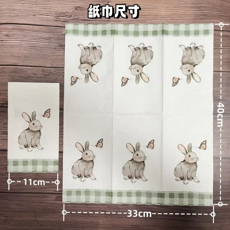 3-Ply Easter Bunny Printed Rectangular Napkins 20pcs Large Size 33*40 Butterfly Bone Bart Paper Bunny Butterfly Pattern paper napkins