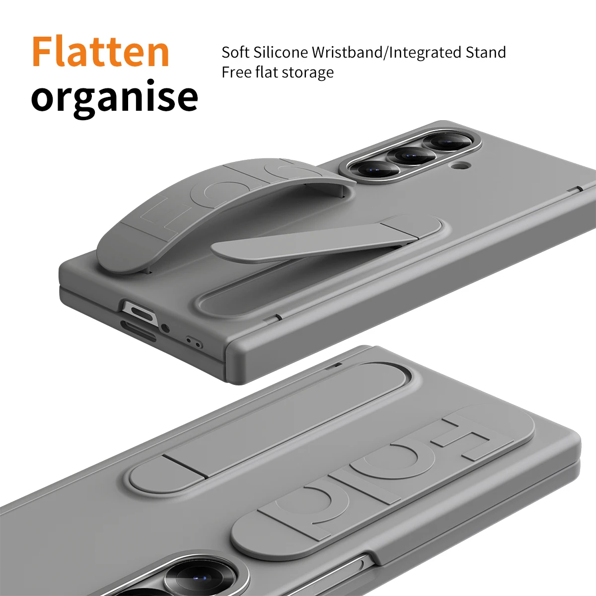 Versatile Wristband Grip Phone Case with Kickstand & Front Glass Protection
