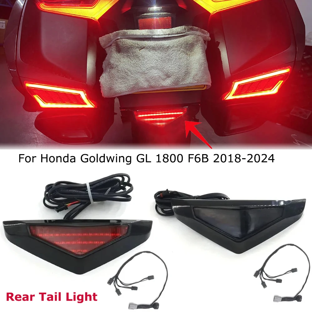 

GL1800 Motorcycle Rear Fender Tail Lights Trim LED Lamp Black Chrome For Honda Goldwing GL 1800 F6B 2018-2024 2022 2023
