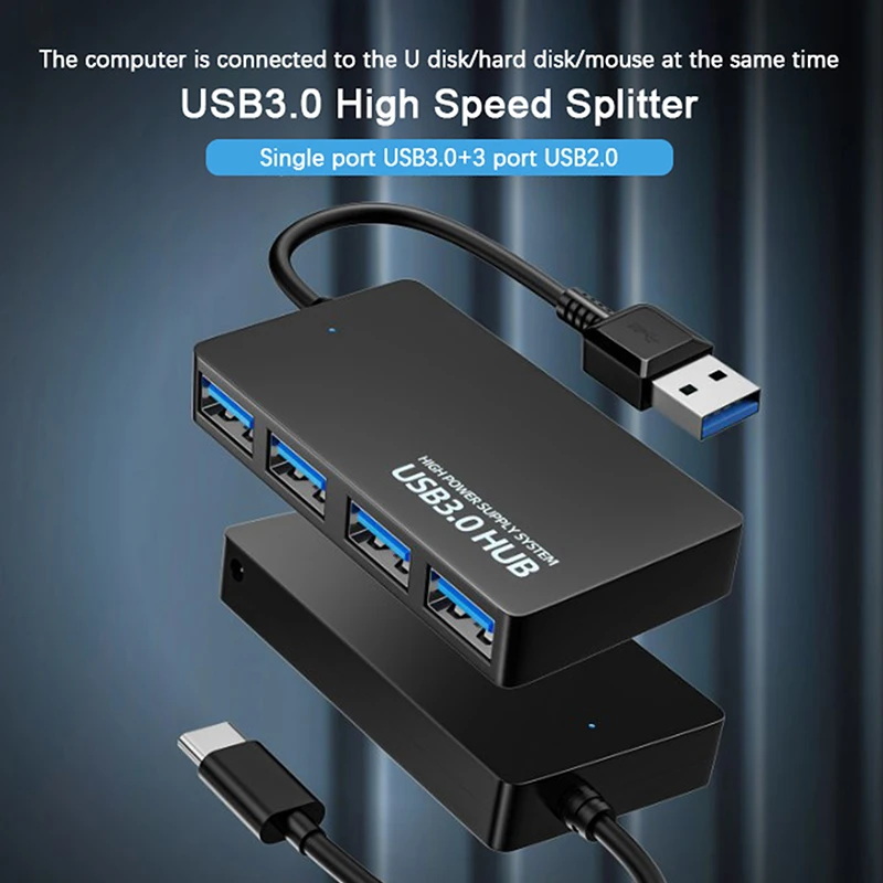

USB 3,0 4 порта типа C Hub высокоскоростной кабель для передачи данных адаптер Поддержка нескольких систем Plug and Play USB адаптер