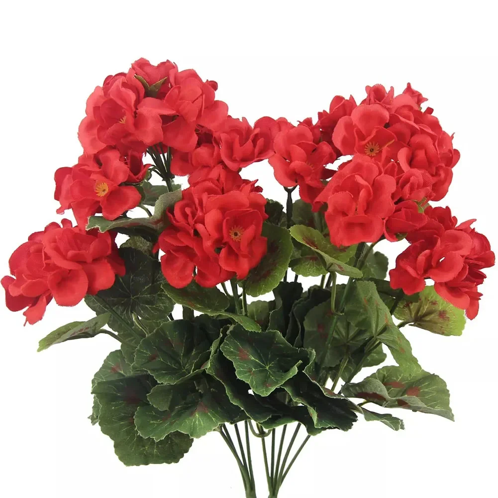 

2 Pcs/Artificial Geranium Flowers Red Pink Fake Flowers Plant For Wedding Party Home Decoration Photography Prop//