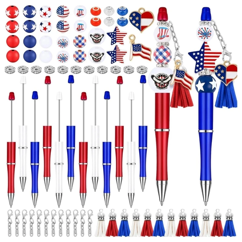 

12x шариковая ручка с бусинами, ручка с бусинами в виде американского флага, ручка с бисером для студентов