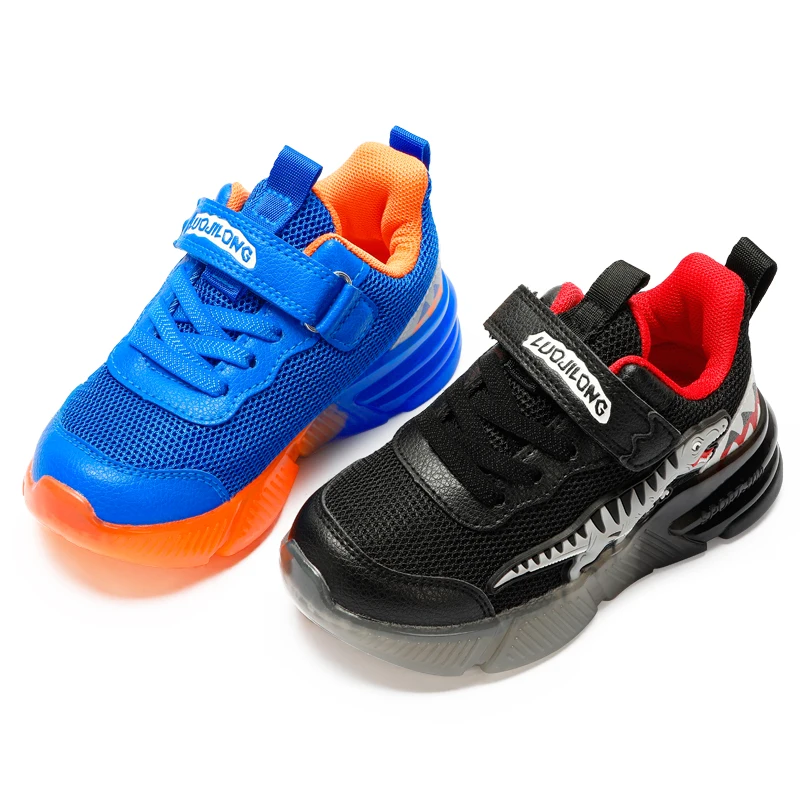EXDINO Dinosaur 2-6 Children's LED T-REX Mesh Autumn New Light Up Shoes Boys Little Kids Outdoor Casual Glowing Sports Sneakers 6