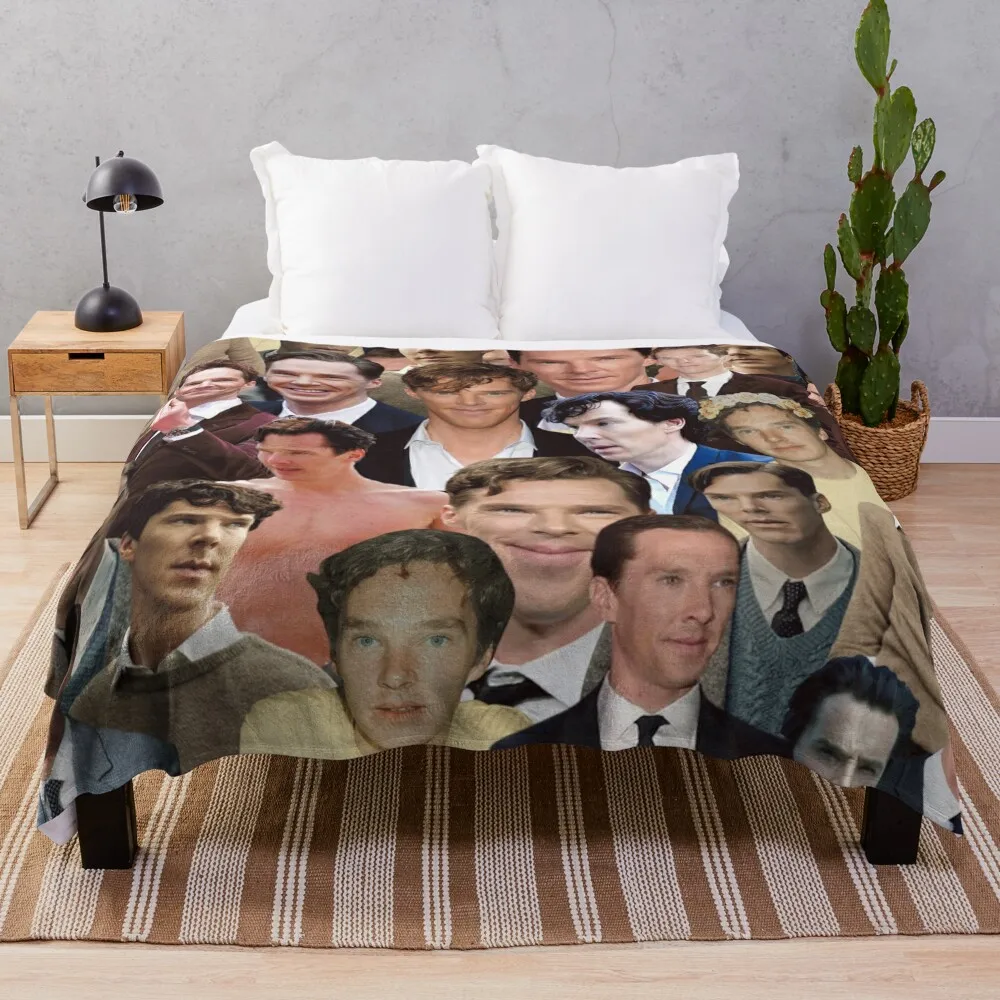

Benedict Cumberbatch photo collage Throw Blanket Bed linens Softest Beautifuls Luxury Blankets