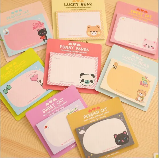 

12/60 Pcs Wholesale Korean Creative Stationery Little Red Stickers Cartoon Sticky Notes Cute Stationary Supplies
