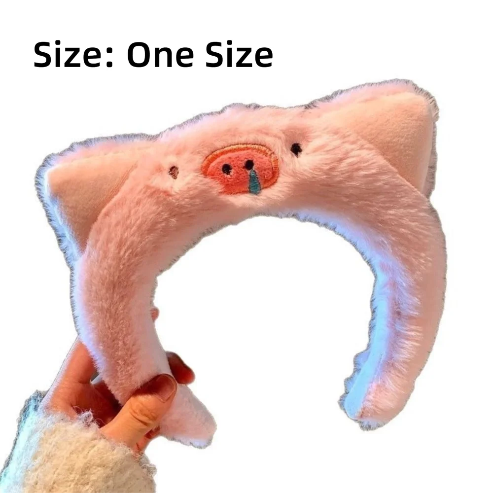 Pink Plush Pig Headband Hair Accessories for Women and Girls
