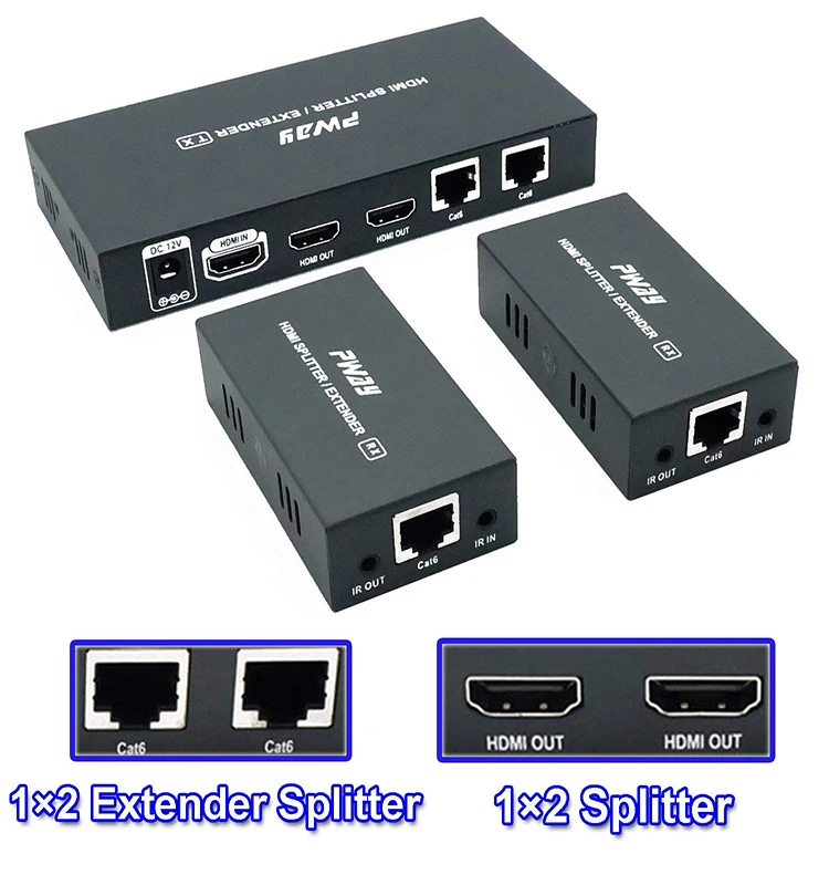 PWAY-1x2 HDMI й ͽٴ, 60m IP UTP RJ45 Cat 35M Cat5e 50M Cat6 60MCable  HD 1080P  