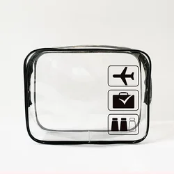 Transparent Waterproof Cosmetic and Toiletry Travel Bag (Black no strap)