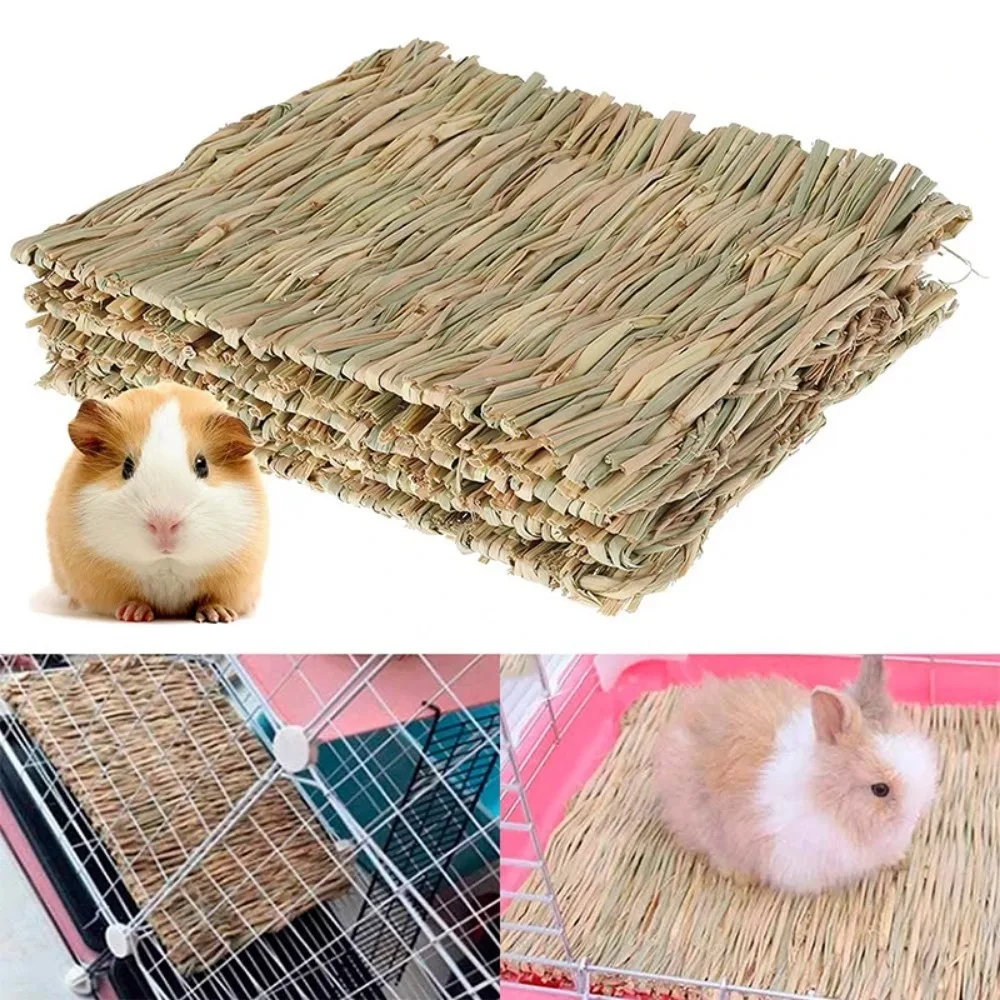 Grass Mat Bunny Pet Rabbit Waving Hay Mat Natural Straw Bedding Cage Small Size Animals Pet House