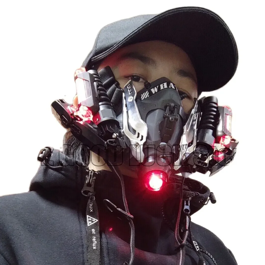 

Punk HD Mask Add Lights Cosplay For Games Mechanical Function Cosplay Masks Dress Up Bar Light Cyber punk Mask Gifts Props