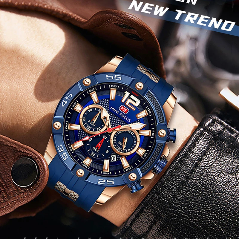 Fashion Mens	Sports Watches Luxury Quartz Wristwatches	for Men Top Brand Waterproof Chronograph Clock Elegant Military Watch