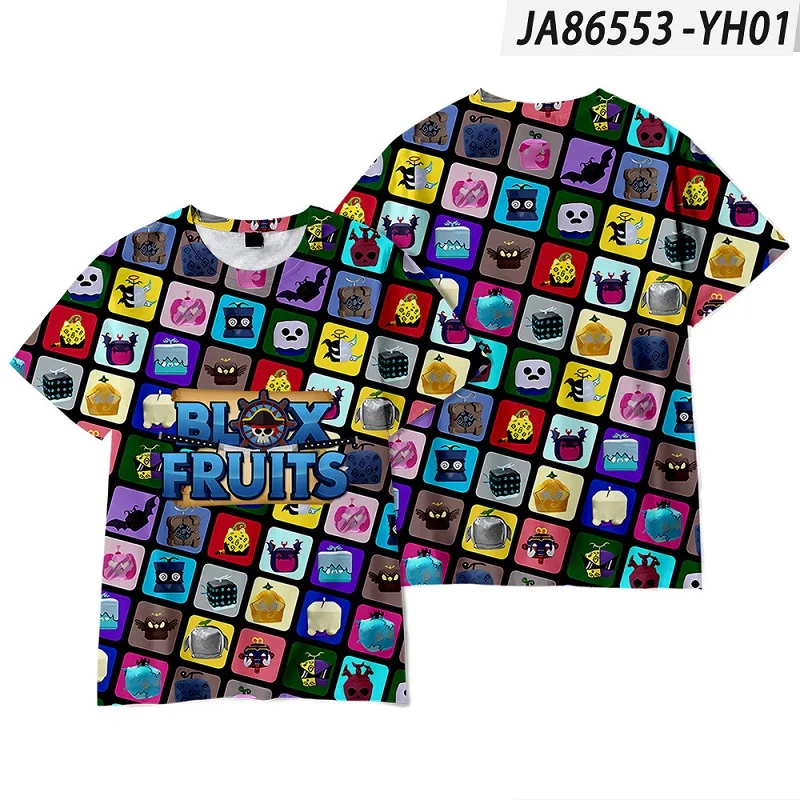 Kids T Shirt Game Anime Cartoon 2-16 years Blox Fruits Short-sleeved Student Casual Fashion T-shirt Cute Children's Wear Print