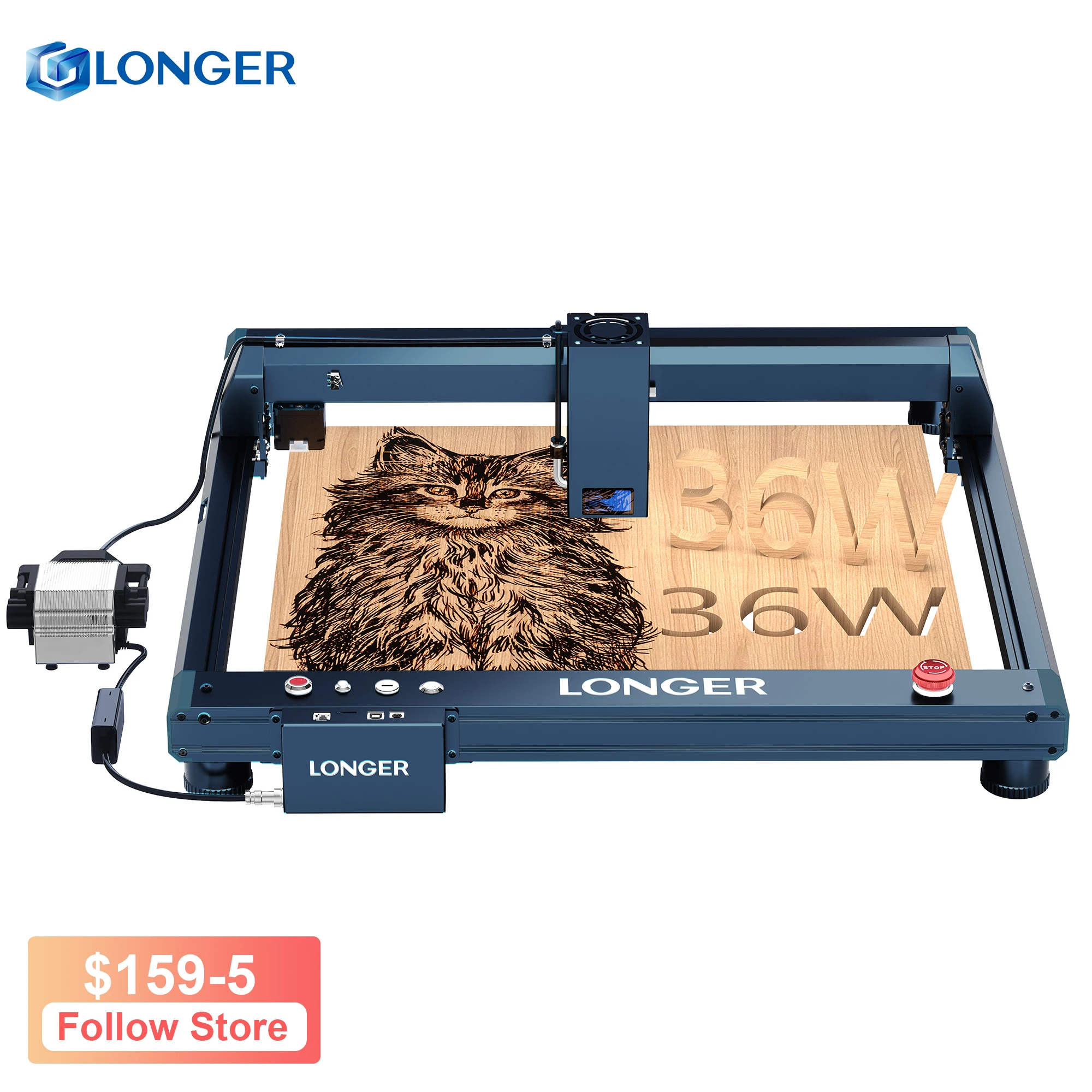 

LONGER B1 30W Auto Air-assist Laser Engraver Wifi Control Cutting Machine Quick Focus 450x440mm With Flame Detection System
