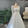 Simple Gentle Beads A Line Wedding Dresses Women's Sexy Square Collar Tulle Sequined Bridal Gowns Backless Vestidos Customized 1