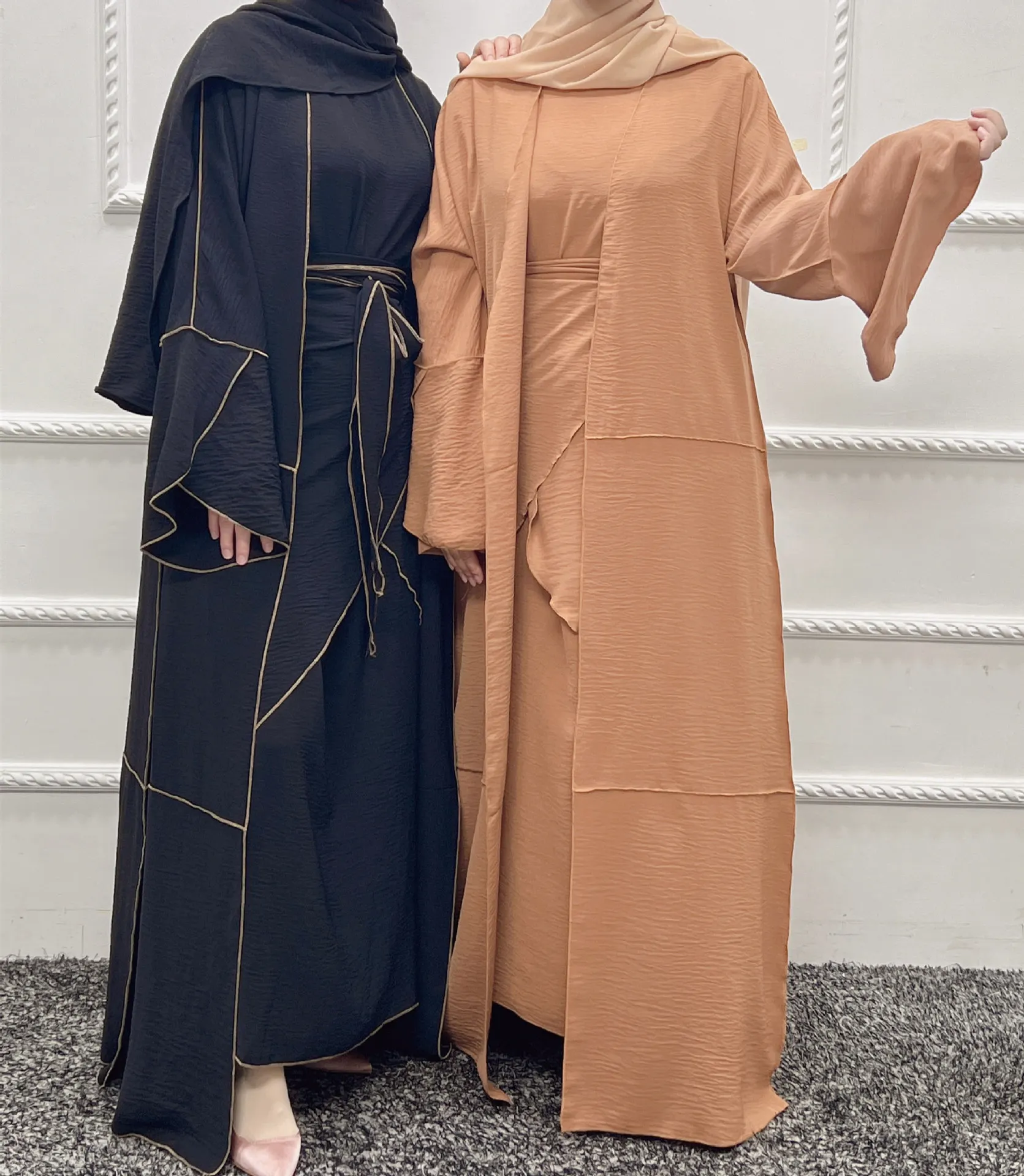 Muslim 3 Piece Abaya Dubai Islam Turkey Bangladesh Sets Hijab Modest Dress Kaftans For Women Robe
