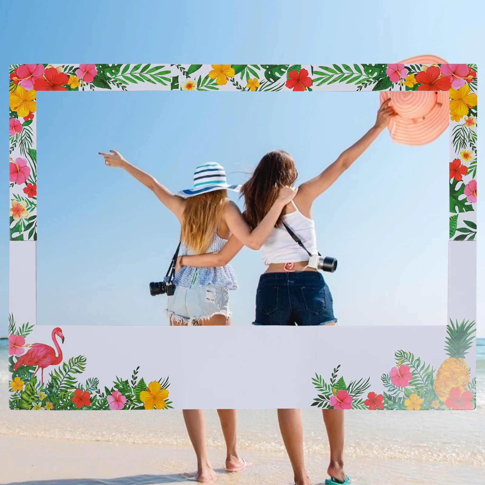 JeVenis Cornice Per Photo Booth A Tema Hawaiano - Accessori Con Ananas E Fenicottero Per Feste
