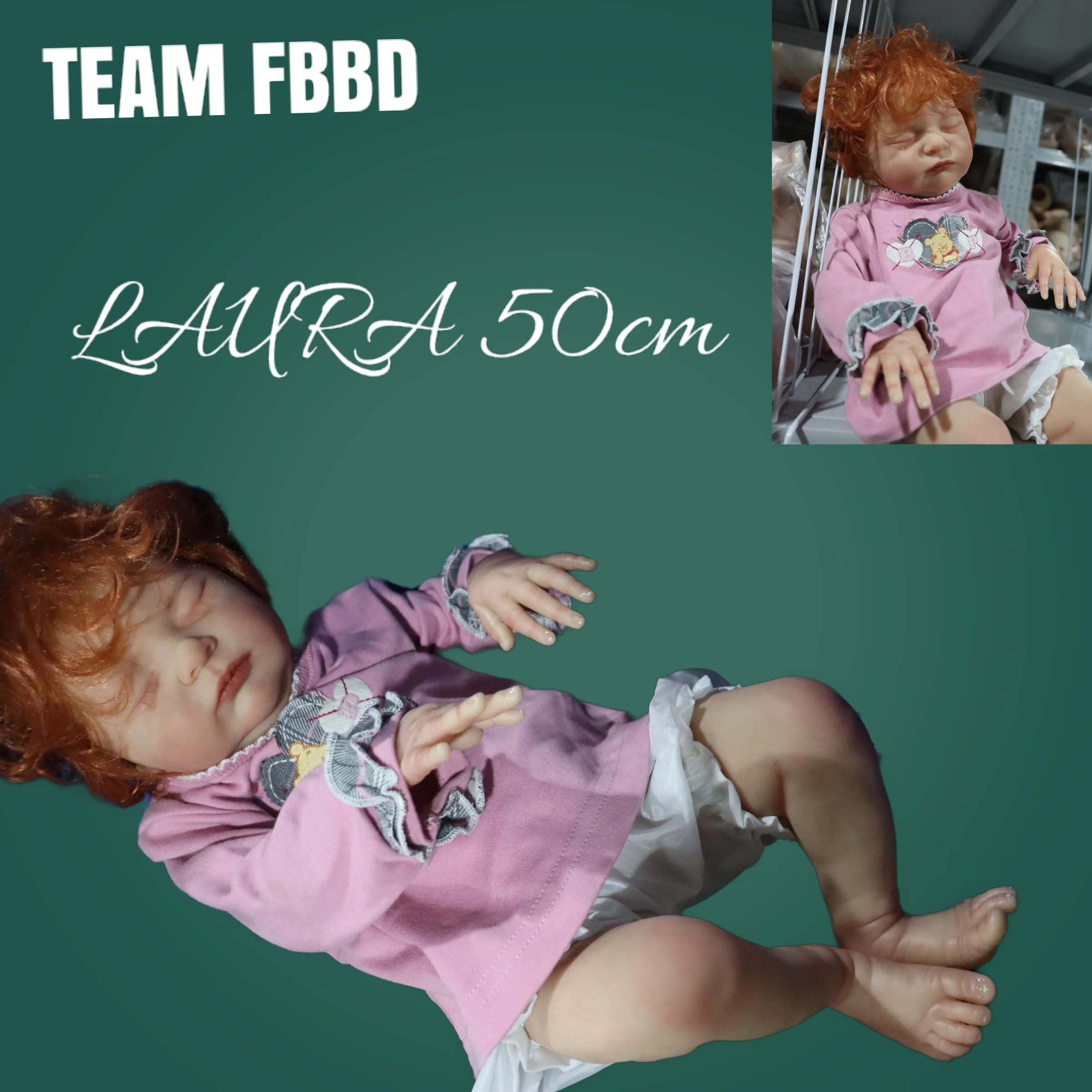 50cm Bebe Reborn Doll Laura Made By FBBD Real Photos With Hand-Rooted New Hair  High Quality Artist Made Dolls For Children yundfly dot children hair band girls bowknot headband photography props kids headwraps hair accessories bandeau bebe