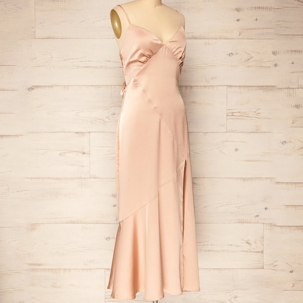 ENOCH Simple V-Neck Side Split Bridesmaid Dresses For Women Sleeveless Backless Party Dresses Custom Made Vestidos De Gala New