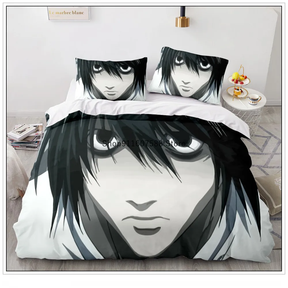 Luxury Death Note Bedding Set Anime Cartoon Duvet Cover Kids Bedclothes Soft Comforter Covers Pillowcase Home Textile