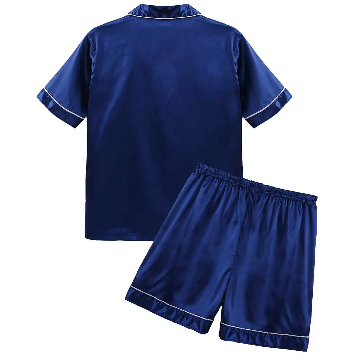 Mens Sleepwear Silky Satin Pajamas Set Loungewear Notch Collar Short Sleeves Button Down Shirt Top with Boxer Shorts Nightwear man pajamas set
